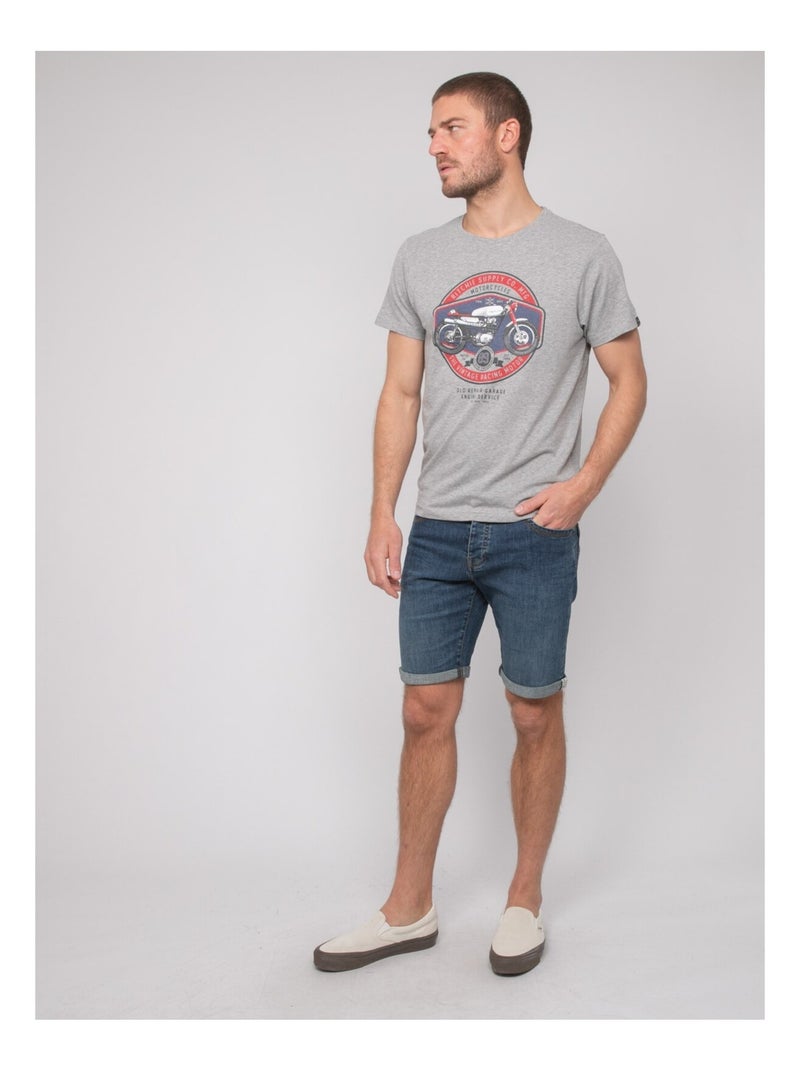 T-shirt coton motifs NOLRIXI Gris chiné - Kiabi