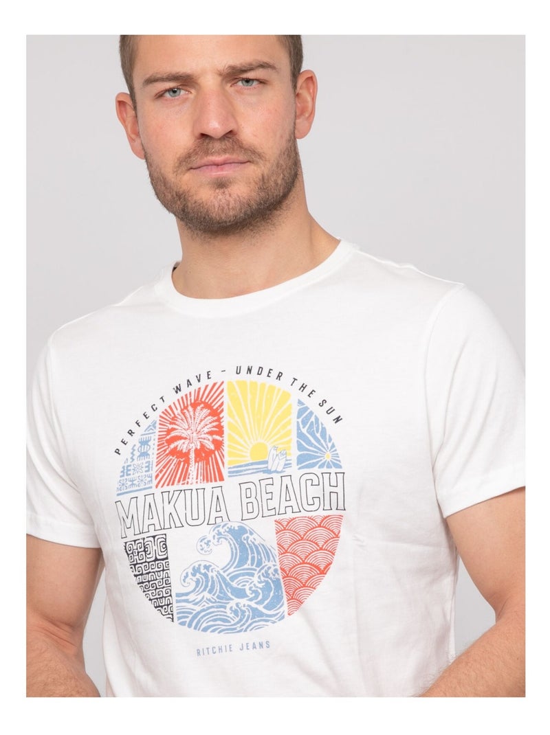 T-shirt coton motifs NORDOIT Ecru - Kiabi