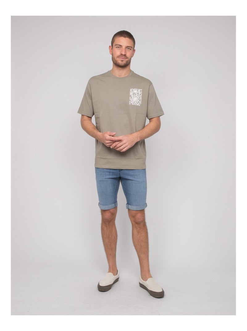 T-shirt coton motifs NORIPAC Kaki - Kiabi