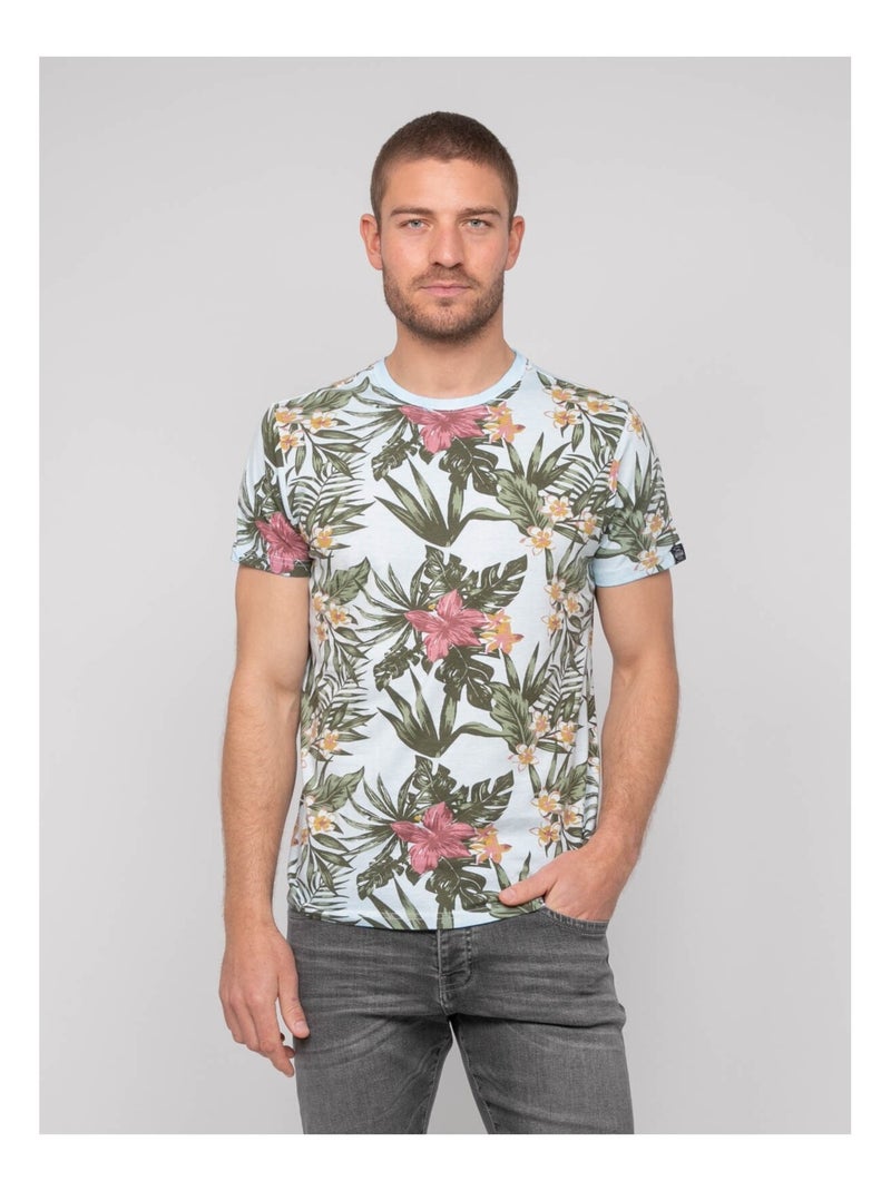 T-shirt coton motifs NOUBOMEL Bleu ciel - Kiabi