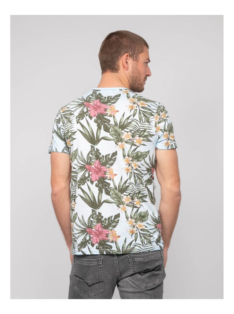 T-shirt coton motifs NOUBOMEL Bleu ciel - Kiabi