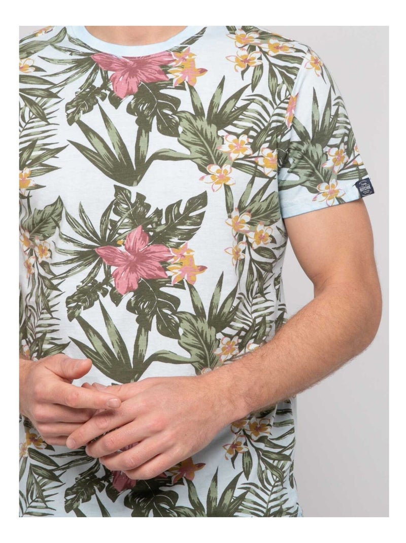 T-shirt coton motifs NOUBOMEL Bleu ciel - Kiabi