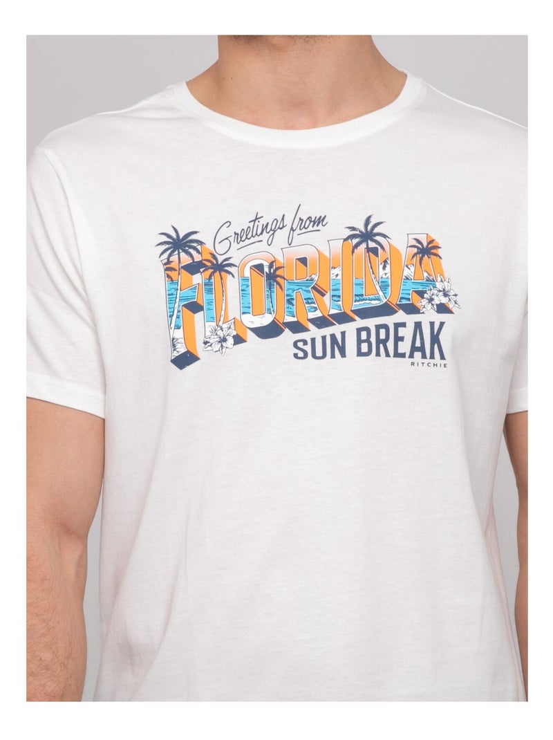 T-shirt coton motifs NOURITO Ecru - Kiabi