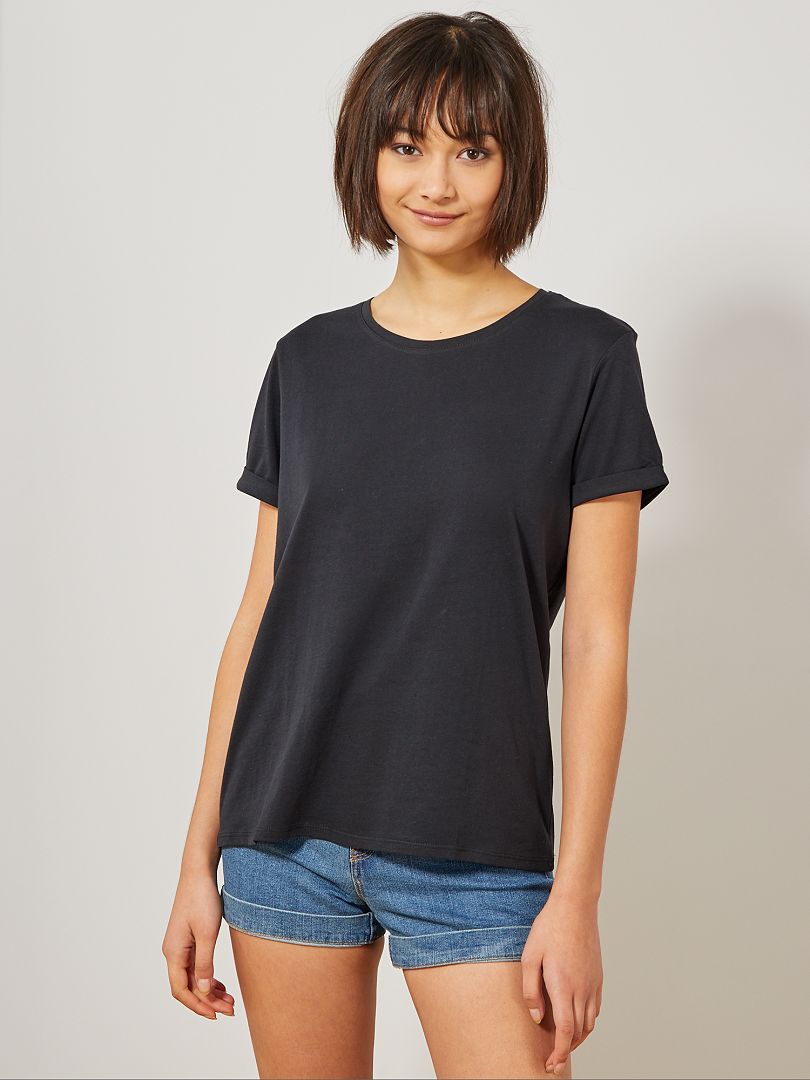 T-shirt coton noir - Kiabi