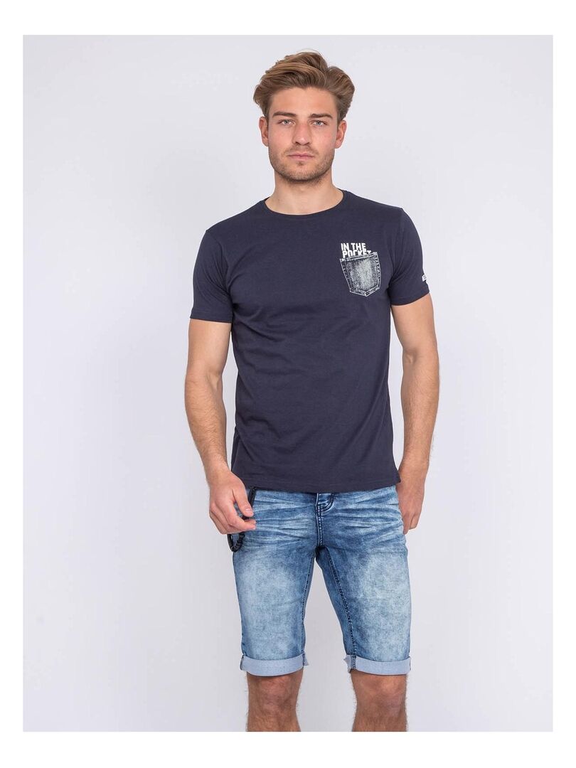 T-shirt coton organique NAMPTY Bleu marine - Kiabi
