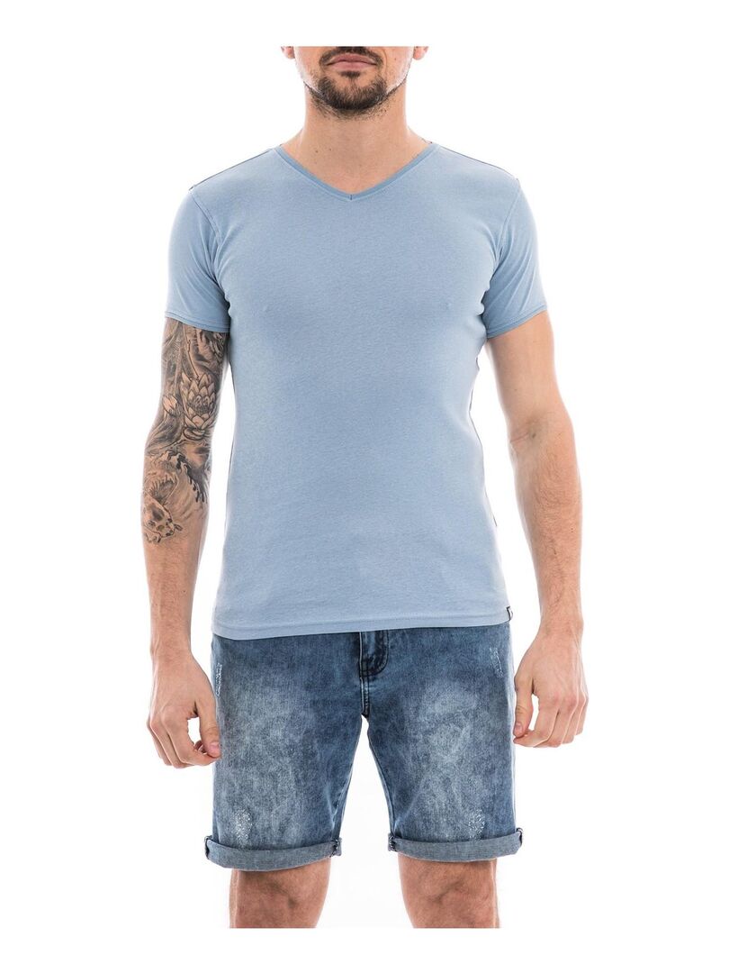 T-shirt coton organique WORKAWAY Bleu ciel - Kiabi