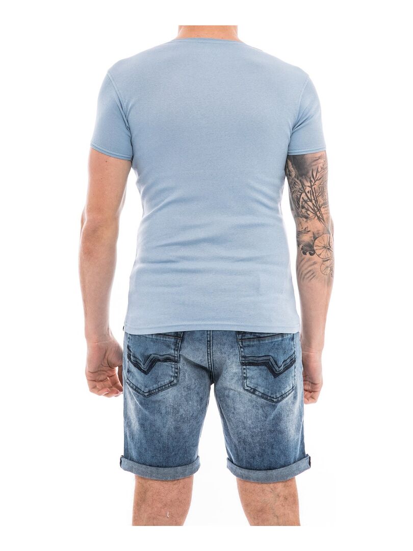 T-shirt coton organique WORKAWAY Bleu ciel - Kiabi