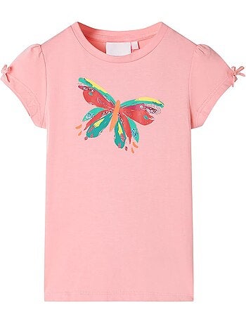 T-shirt coton papillon avec nœuds et paillettes - vidaxl