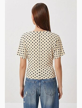 T-shirt coton pois col bateau manches courtes istanbul