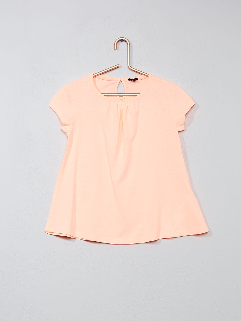 T-shirt coton stretch orange fluo - Kiabi