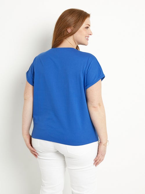 T-shirt coton uni sequins manches courtes - Kiabi