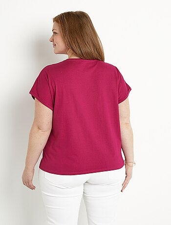 T-shirt coton uni sequins manches courtes