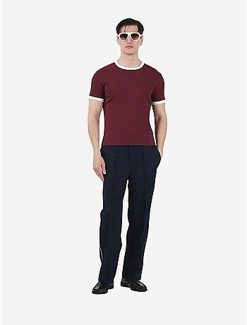 T-shirt coupe ajustée, col rond et bordure contrastée giesto