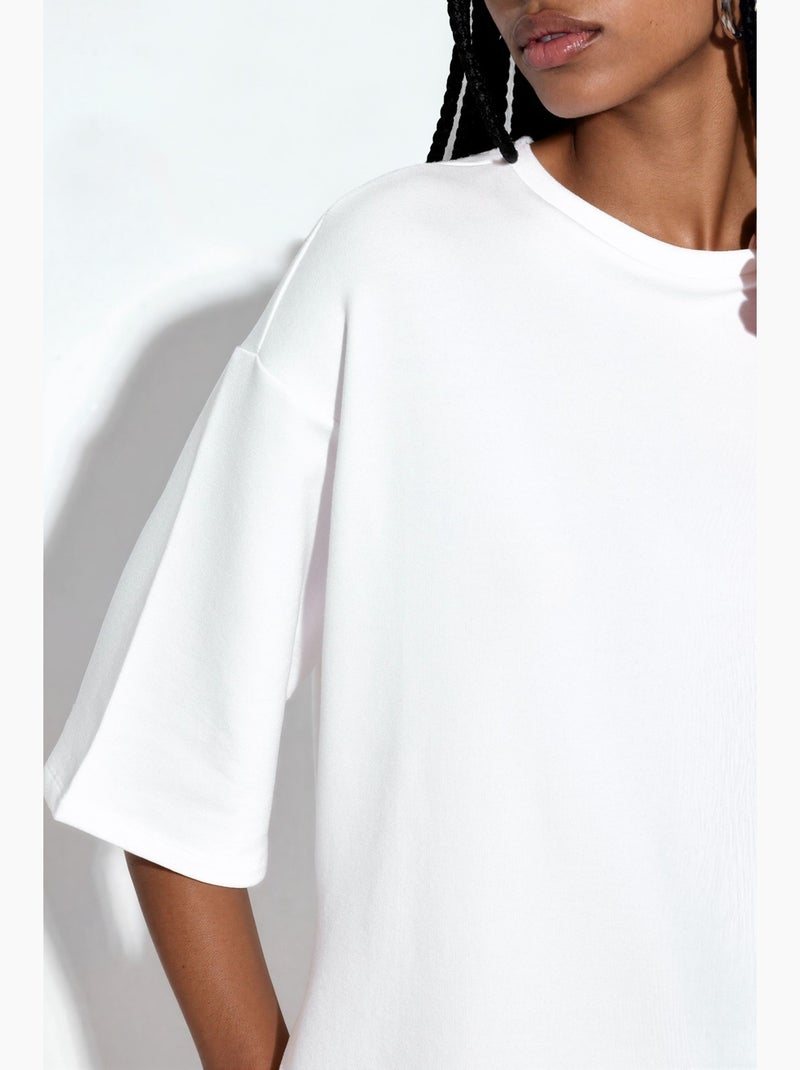 T-shirt coupe ample à col rond busem Blanc - Kiabi