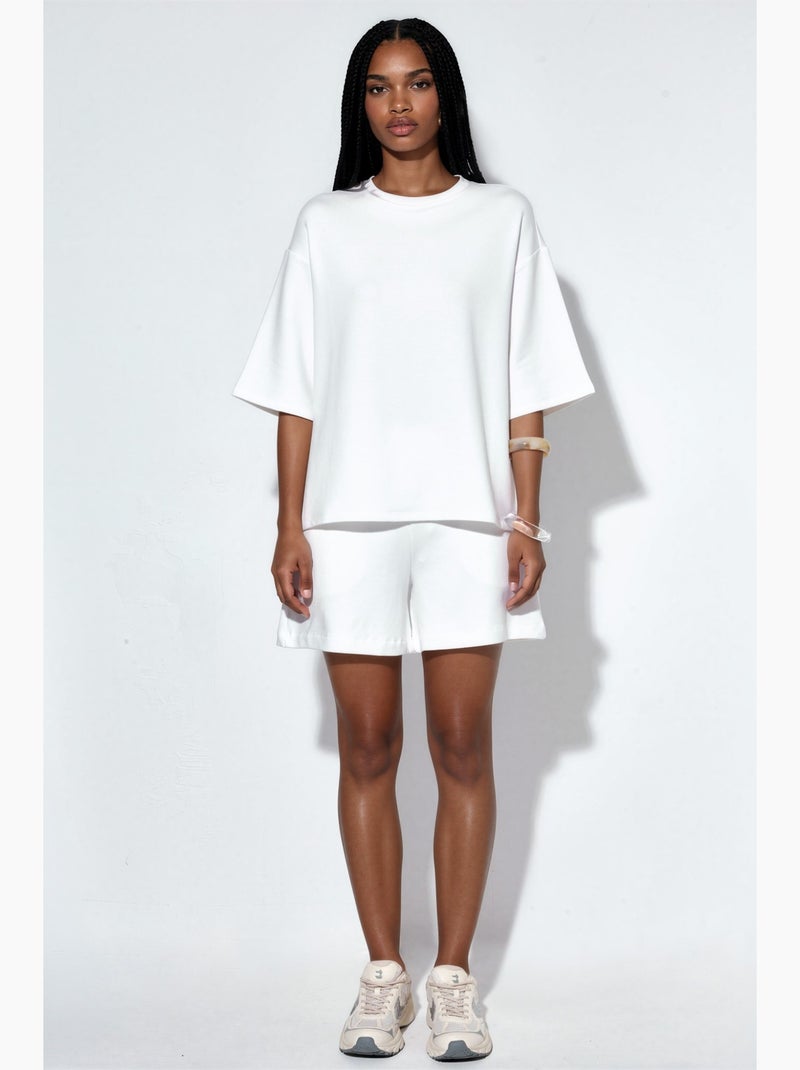 T-shirt coupe ample à col rond busem Blanc - Kiabi