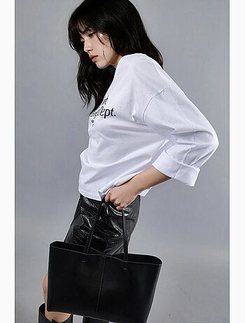 T-shirt coupe ample col rond imprimé dos manches longues busem