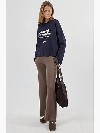 T-shirt coupe ample col rond imprimé dos manches longues busem