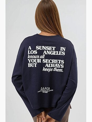 T-shirt coupe ample col rond imprimé dos manches longues busem