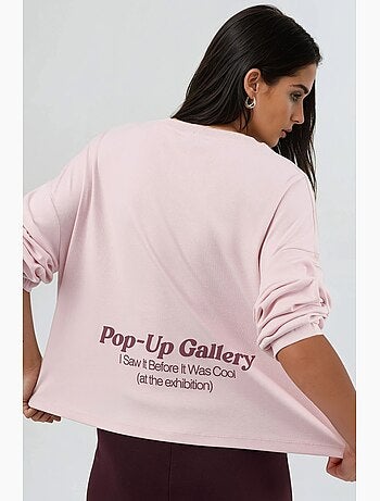 T-shirt coupe ample col rond imprimé dos manches longues busem
