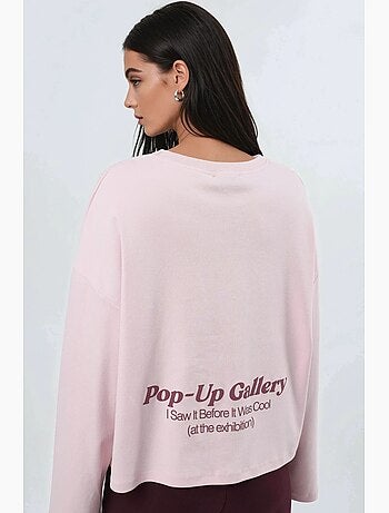 T-shirt coupe ample col rond imprimé dos manches longues busem