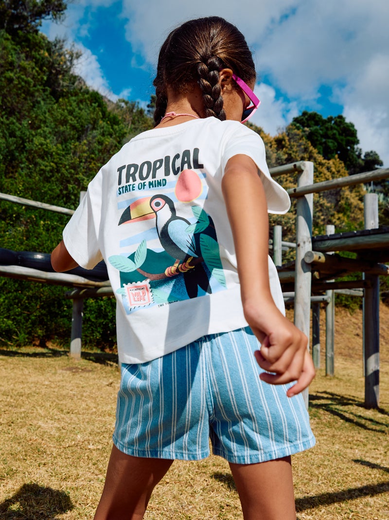 T-shirt coupe loose imprimé dos & poitrine Blanc - Kiabi
