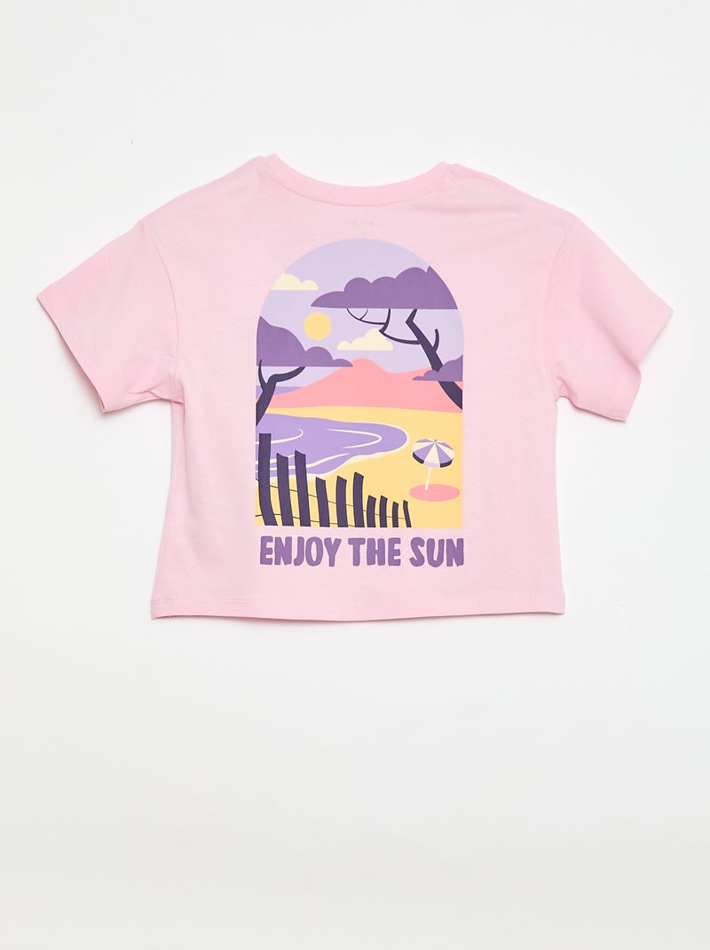 T-shirt coupe loose imprimé dos & poitrine Rose - Kiabi