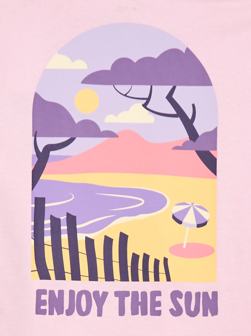 T-shirt coupe loose imprimé dos & poitrine Rose - Kiabi
