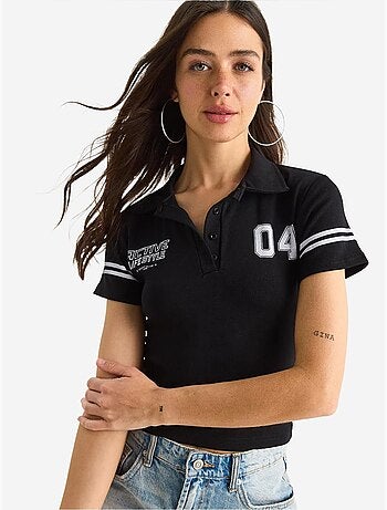 T-shirt court à manches courtes et col polo imprimé lucci