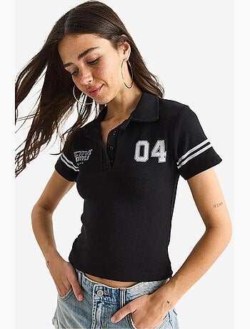 T-shirt court à manches courtes et col polo imprimé lucci