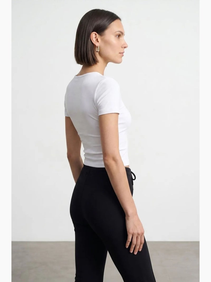 T-shirt court ajusté jersey manches courtes dilvin Blanc - Kiabi