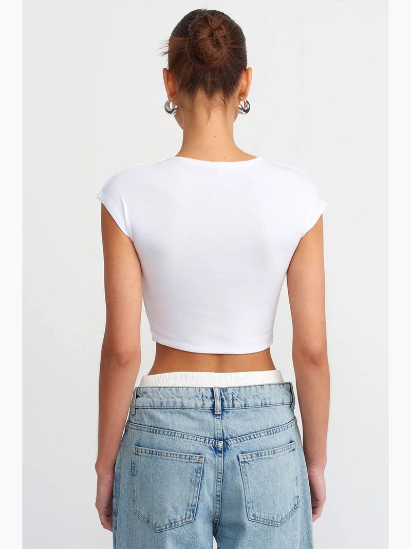 T-shirt court ajusté jersey manches courtes dilvin Blanc - Kiabi