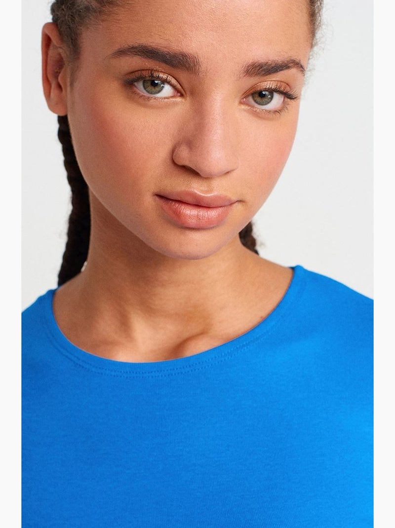 T-shirt court ajusté jersey manches courtes dilvin Bleu électrique - Kiabi