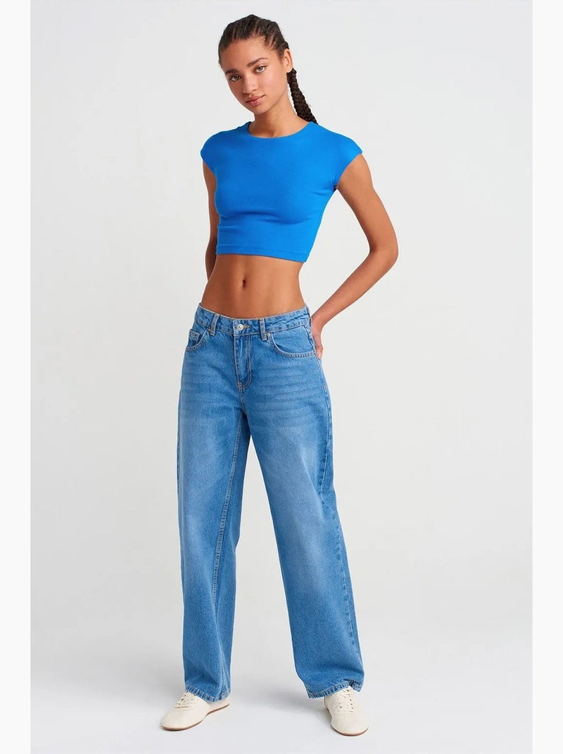 T-shirt court ajusté jersey manches courtes dilvin Bleu électrique - Kiabi