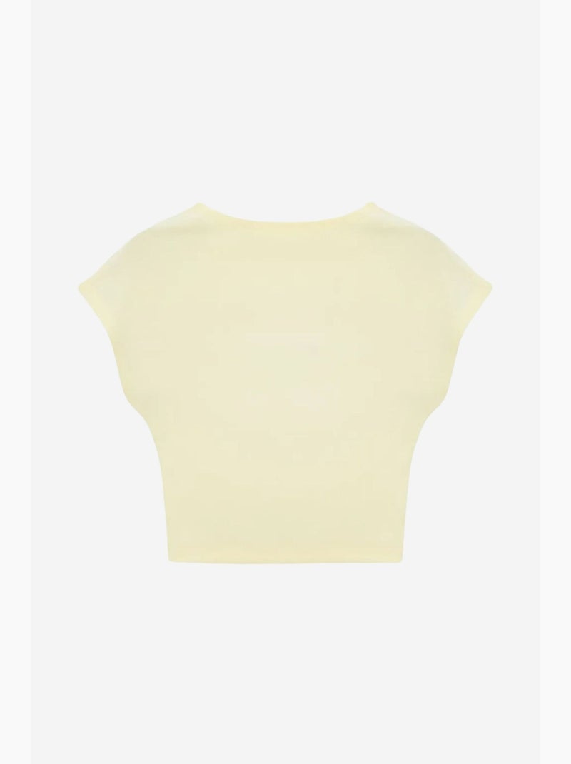 T-shirt court ajusté jersey manches courtes dilvin Crème - Kiabi