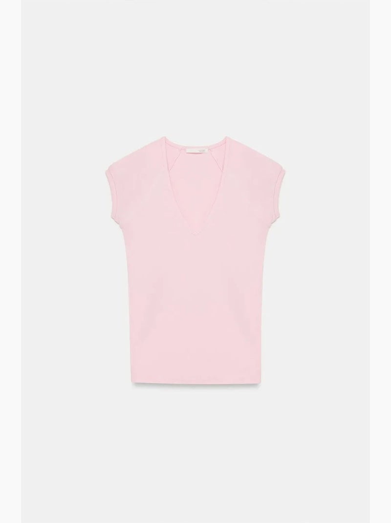 T-shirt court ajusté jersey manches courtes dilvin Rose clair - Kiabi
