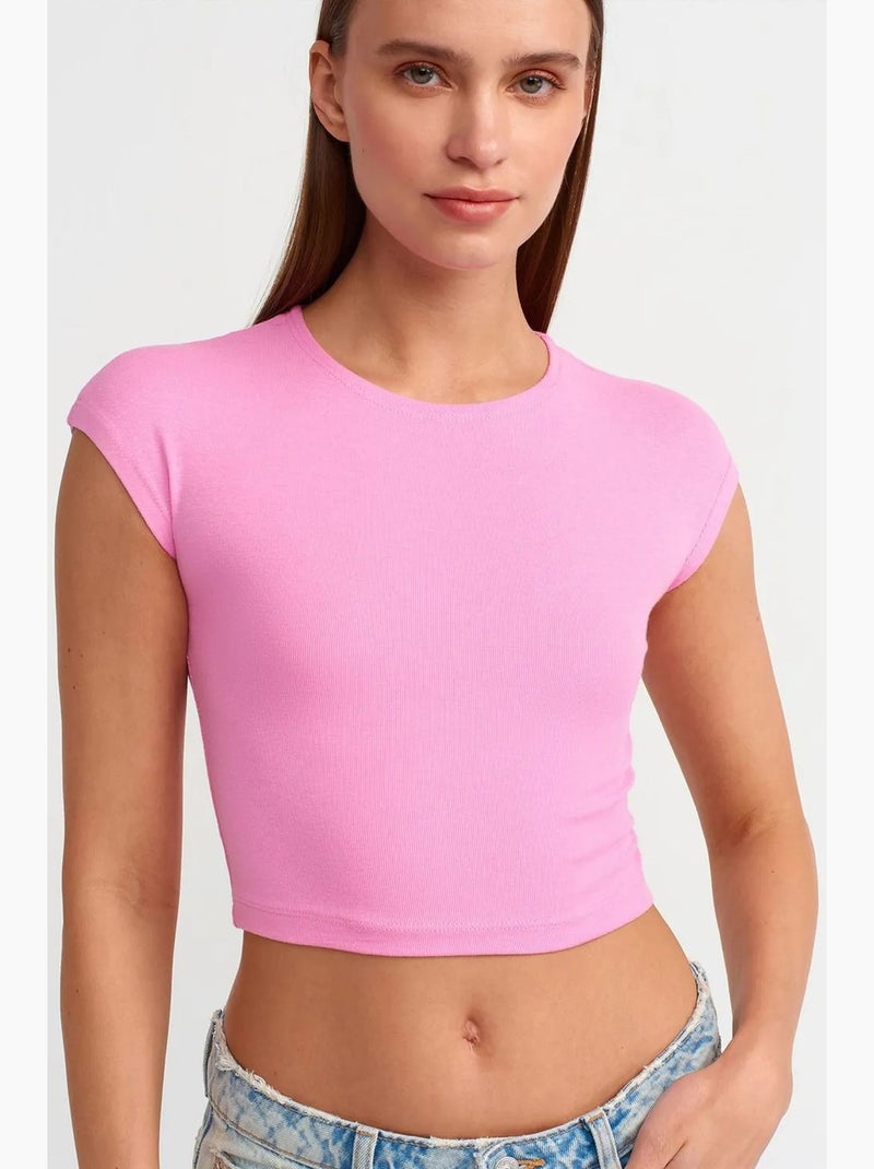 T-shirt court ajusté jersey manches courtes dilvin Rose clair - Kiabi