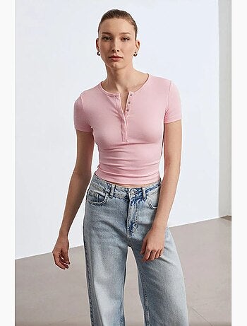 T-shirt crop en jersey coupe ajustée dilvin