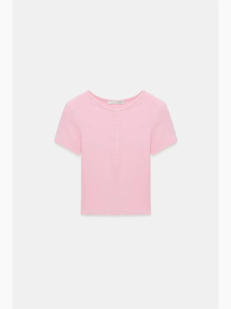 T-shirt court ajusté jersey manches courtes dilvin Rose dragée - Kiabi
