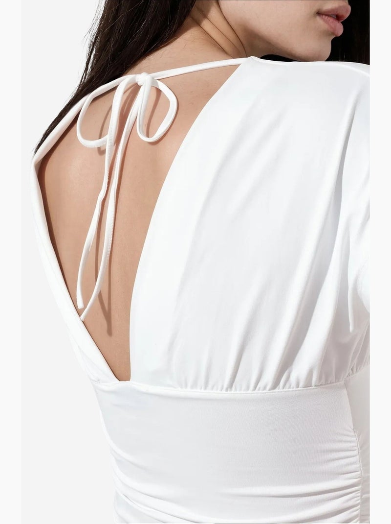T-shirt court ajusté lien manches courtes busem Blanc - Kiabi