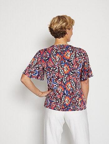 T-shirt court ample finition macramé