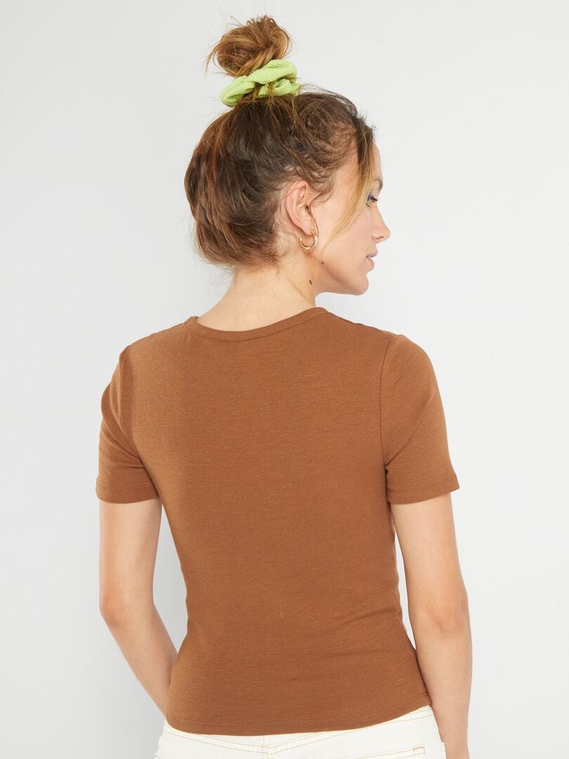 T-shirt court avec imprimé style collège Orange - Kiabi
