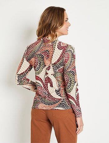 T-shirt court chaud col montant graphique - Afibel