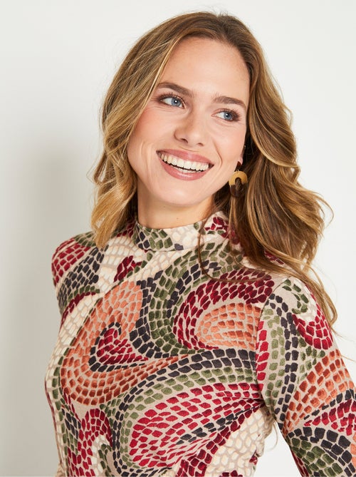 T-shirt court chaud col montant graphique - Kiabi