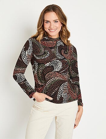 T-shirt court chaud col montant graphique