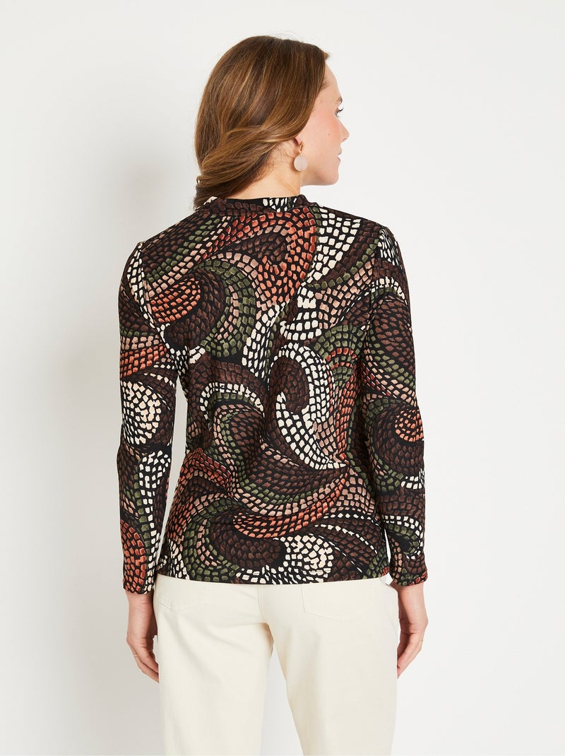 T-shirt court chaud col montant graphique Noir Rouge - Kiabi