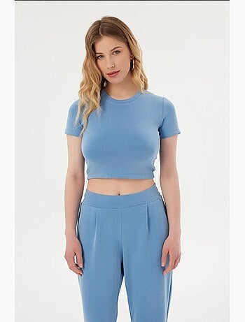 T-shirt court col rond basique manches courtes hiccup