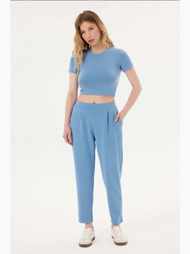 T-shirt court col rond basique manches courtes hiccup Bleu - Kiabi