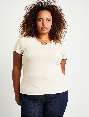 T-shirt court col rond bijou