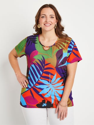 T-shirt court col rond bijou