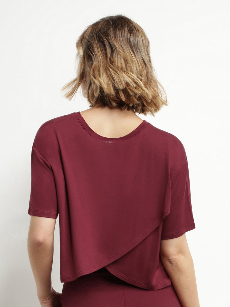 T-Shirt Court Col Rond Dim Move Bordeaux - Kiabi